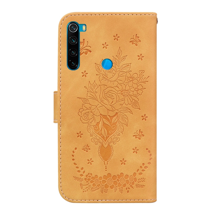 For Xiaomi Redmi Note 8 Butterfly Rose Embossed Leather Phone Case