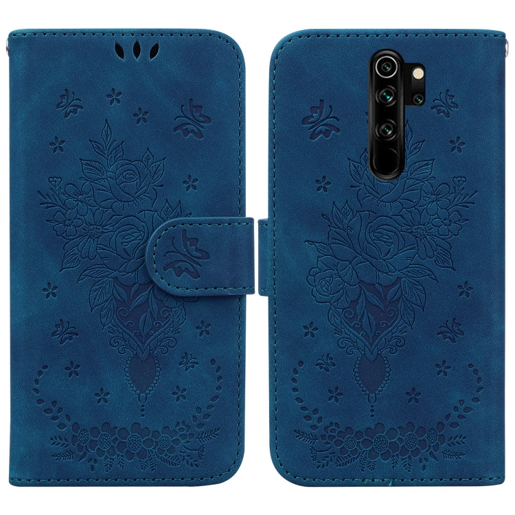 For Xiaomi Redmi Note 8 Pro Butterfly Rose Embossed Leather Phone Case
