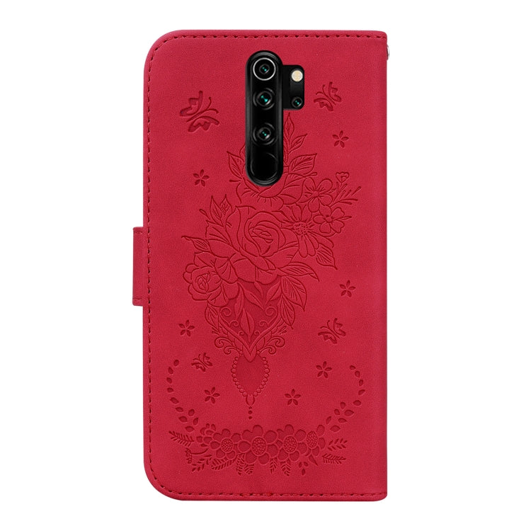 For Xiaomi Redmi Note 8 Pro Butterfly Rose Embossed Leather Phone Case
