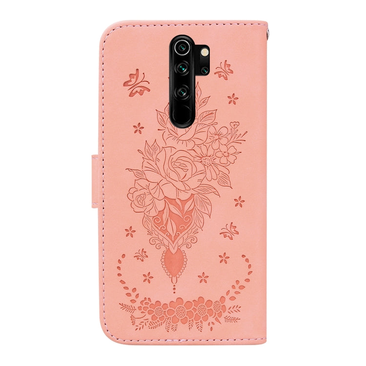 For Xiaomi Redmi Note 8 Pro Butterfly Rose Embossed Leather Phone Case