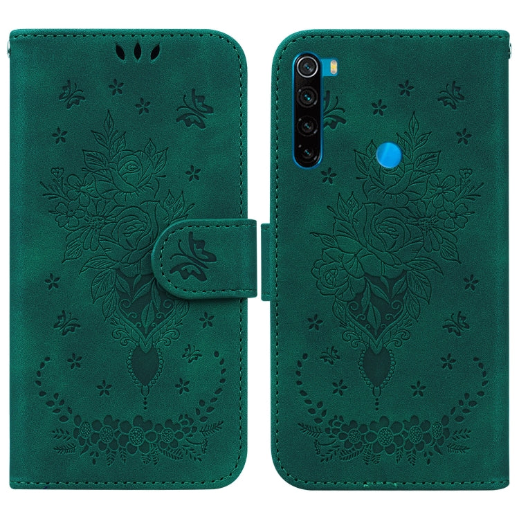 For Xiaomi Redmi Note 8T Butterfly Rose Embossed Leather Phone Case