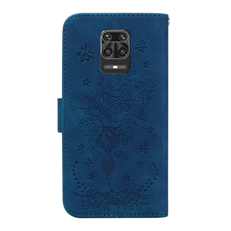 For Xiaomi Redmi Note 9 Pro / 9S / 9 Pro Max Butterfly Rose Embossed Leather Phone Case