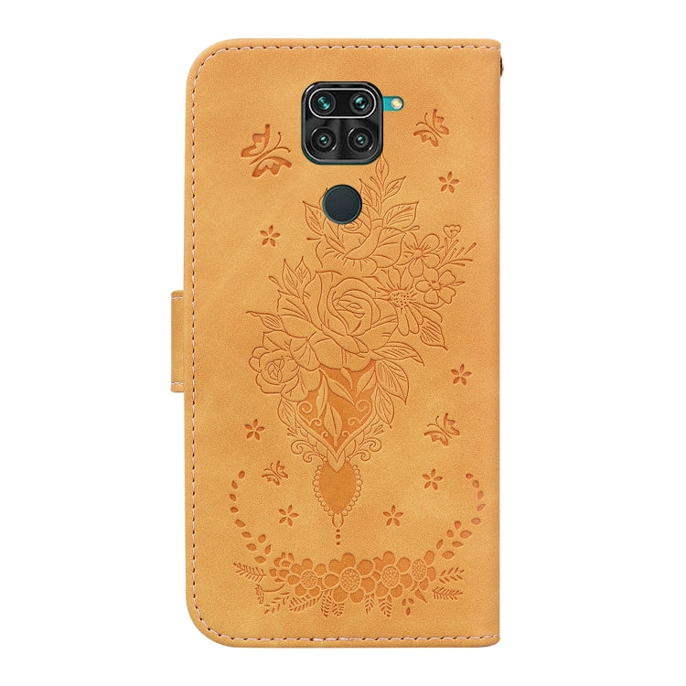 For Xiaomi Redmi 10X 4G / Note 9 Butterfly Rose Embossed Leather Phone Case