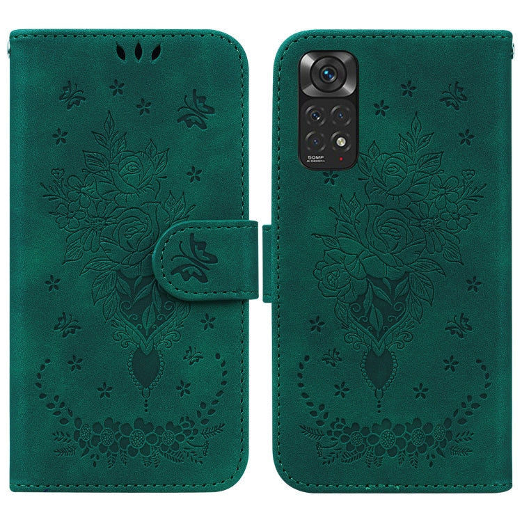 For Xiaomi Redmi Note 11 Foreign / 11S Butterfly Rose Embossed Leather Phone Case