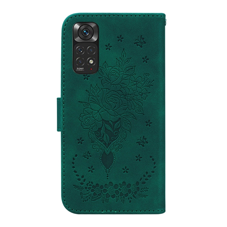 For Xiaomi Redmi Note 11 Foreign / 11S Butterfly Rose Embossed Leather Phone Case