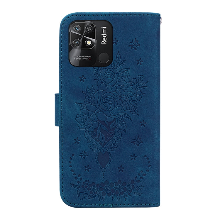 For Xiaomi Redmi 10C Butterfly Rose Embossed Leather Phone Case