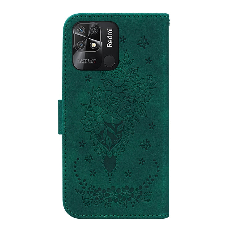 For Xiaomi Redmi 10C Butterfly Rose Embossed Leather Phone Case