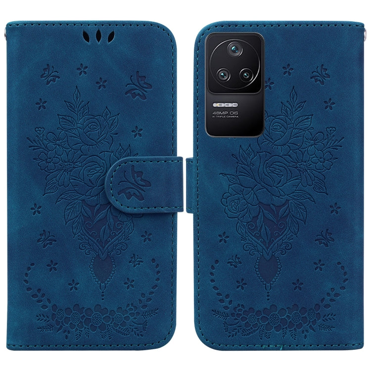 For Xiaomi Redmi K40S Butterfly Rose Embossed Leather Phone Case