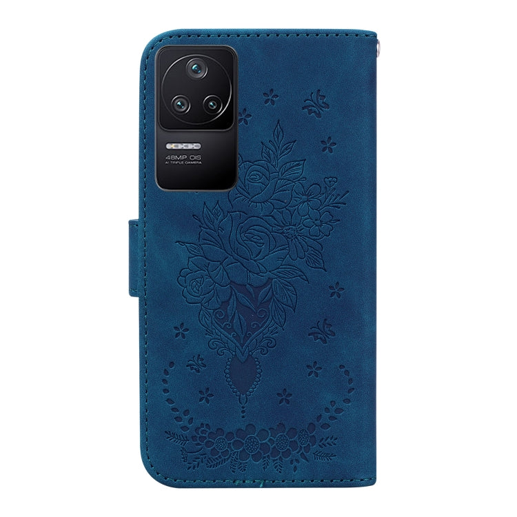 For Xiaomi Redmi K40S Butterfly Rose Embossed Leather Phone Case