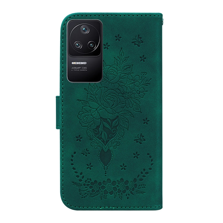 For Xiaomi Redmi K40S Butterfly Rose Embossed Leather Phone Case