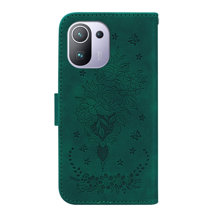 For Xiaomi Mi 11 Pro Butterfly Rose Embossed Leather Phone Case