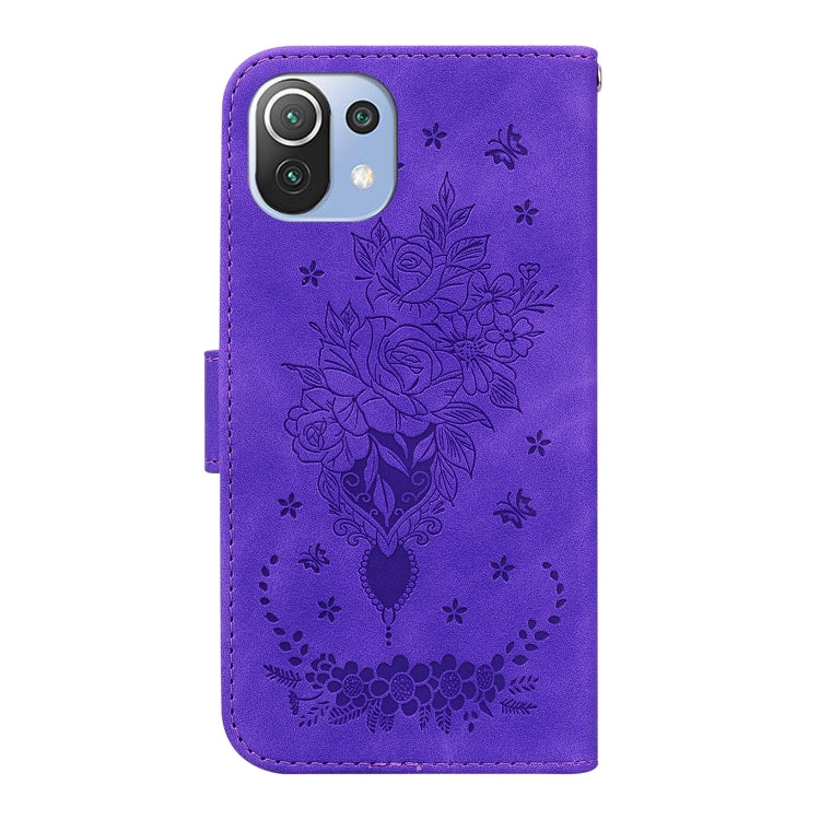 For Xiaomi Mi 11 Lite 5G / 4G Butterfly Rose Embossed Leather Phone Case