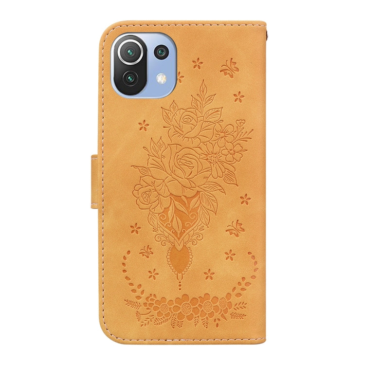 For Xiaomi Mi 11 Lite 5G / 4G Butterfly Rose Embossed Leather Phone Case