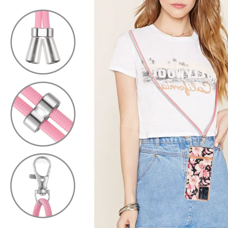 For OPPO Realme 9 Pro+ 5G Flowers Series TPU Phone Case with Lanyard