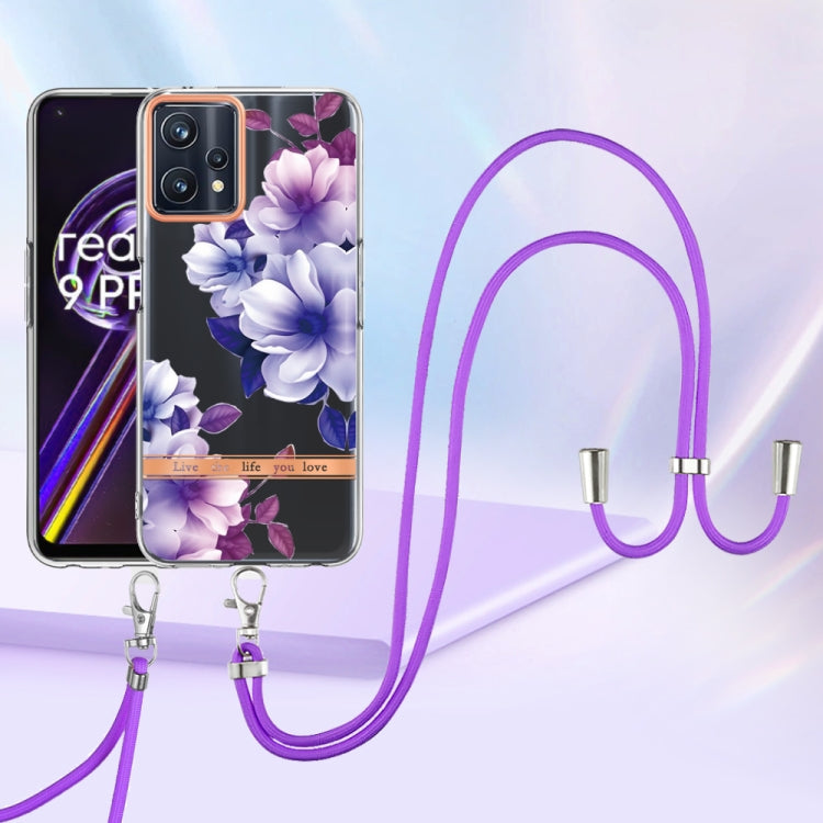 For OPPO Realme 9 Pro+ 5G Flowers Series TPU Phone Case with Lanyard