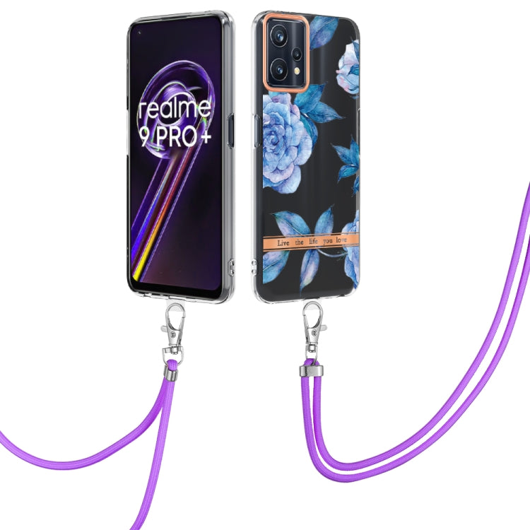 For OPPO Realme 9 Pro+ 5G Flowers Series TPU Phone Case with Lanyard