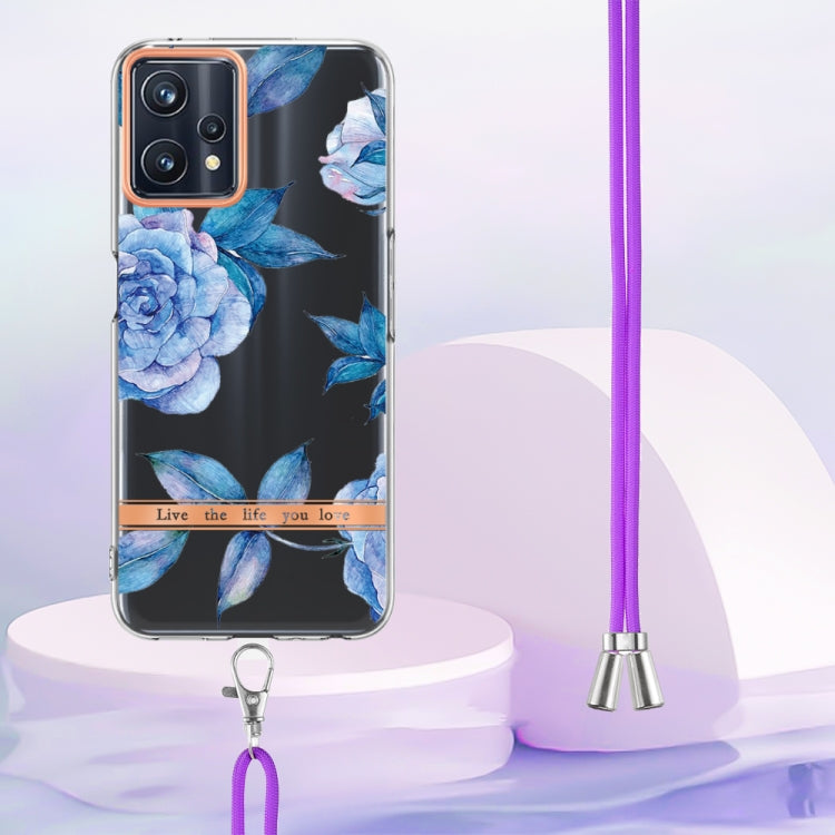 For OPPO Realme 9 Pro+ 5G Flowers Series TPU Phone Case with Lanyard