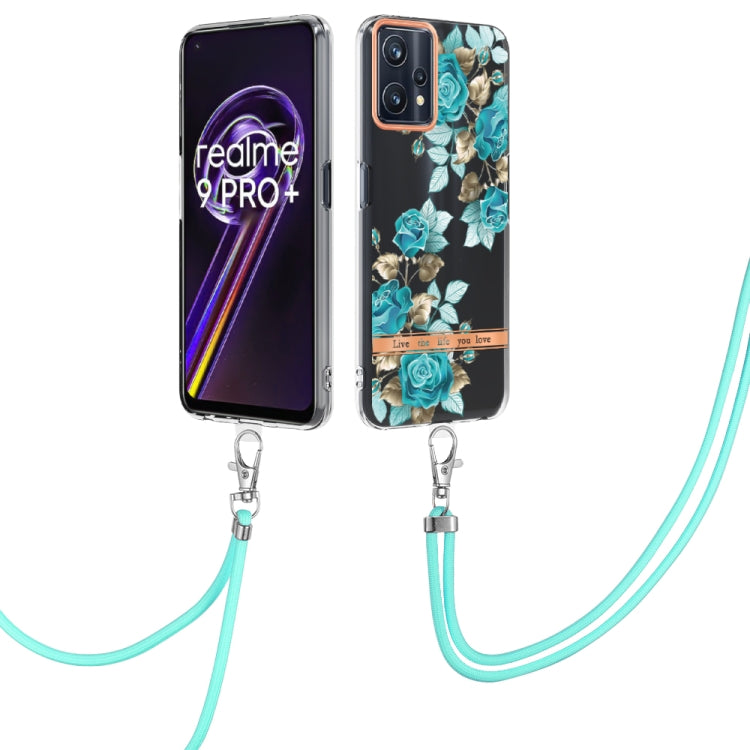 For OPPO Realme 9 Pro+ 5G Flowers Series TPU Phone Case with Lanyard