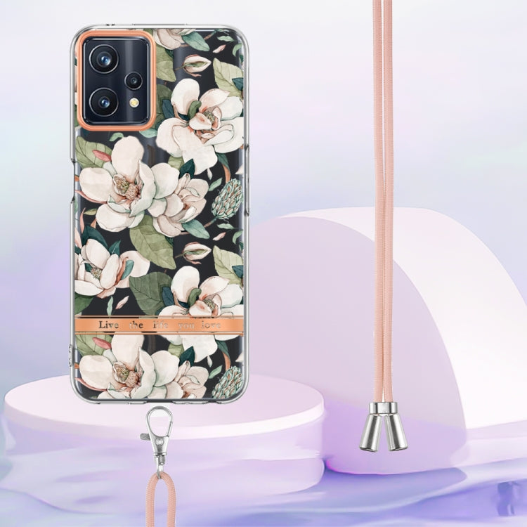 For OPPO Realme 9 Pro 5G Flowers Series TPU Phone Case with Lanyard
