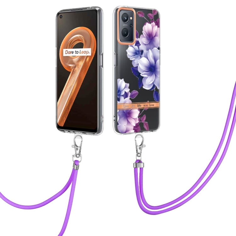 For OPPO Realme 9i/A36/A96 4G Flowers Series TPU Phone Case with Lanyard