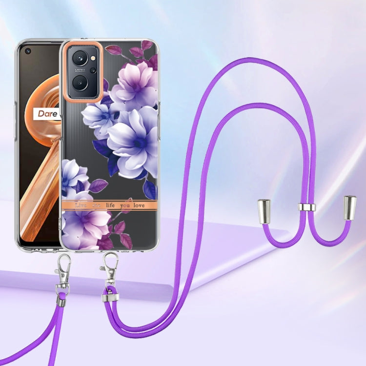 For OPPO Realme 9i/A36/A96 4G Flowers Series TPU Phone Case with Lanyard