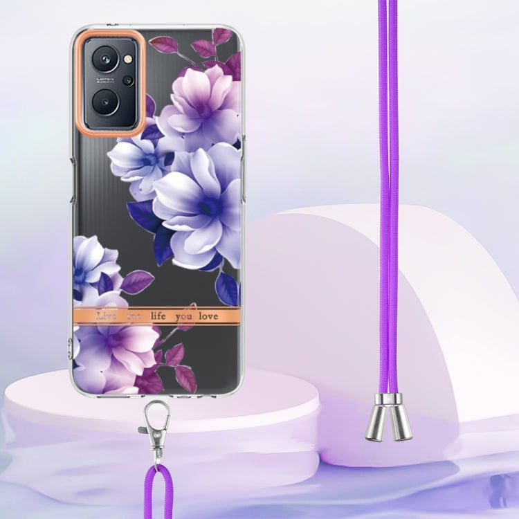 For OPPO Realme 9i/A36/A96 4G Flowers Series TPU Phone Case with Lanyard