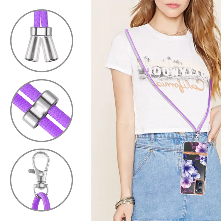 For OPPO Realme 9i/A36/A96 4G Flowers Series TPU Phone Case with Lanyard