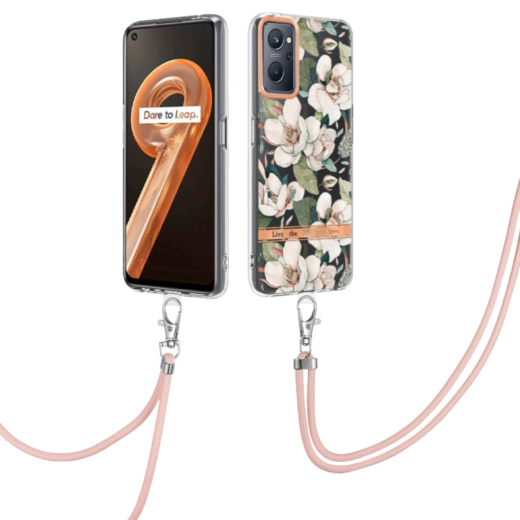 For OPPO Realme 9i/A36/A96 4G Flowers Series TPU Phone Case with Lanyard