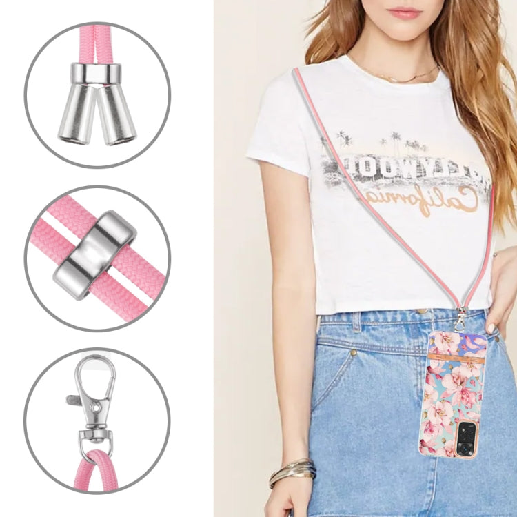 For Xiaomi Redmi Note 11s/Redmi Note 11 4G 6.43inch Global Flowers Series TPU Phone Case with Lanyard