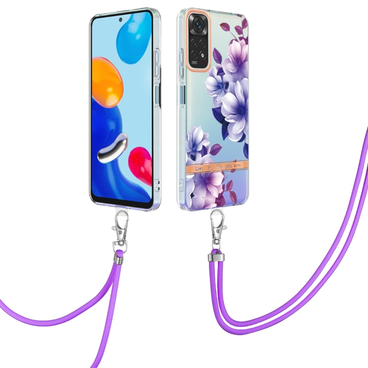 For Xiaomi Redmi Note 11s/Redmi Note 11 4G 6.43inch Global Flowers Series TPU Phone Case with Lanyard