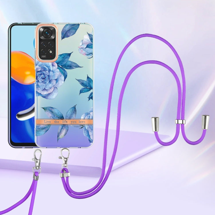 For Xiaomi Redmi Note 11s/Redmi Note 11 4G 6.43inch Global Flowers Series TPU Phone Case with Lanyard