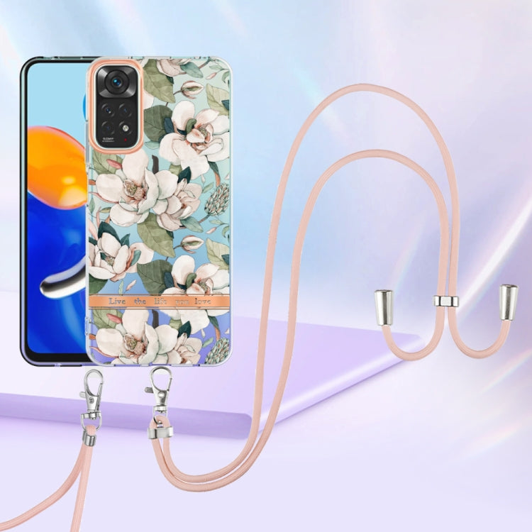 For Xiaomi Redmi Note 11s/Redmi Note 11 4G 6.43inch Global Flowers Series TPU Phone Case with Lanyard