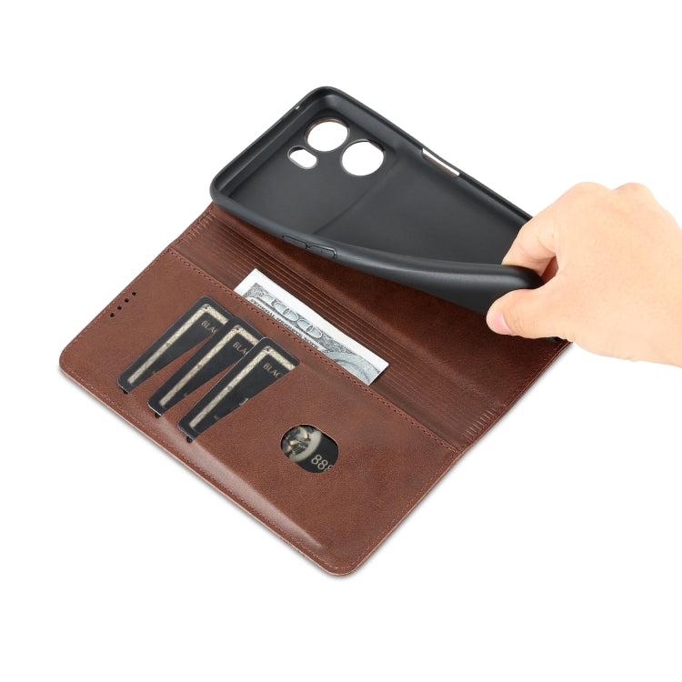 For OPPO K10 5G China AZNS Magnetic Calf Texture Flip Leather Phone Case