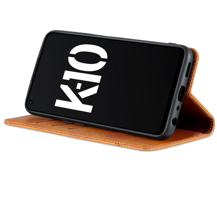 For OPPO K10 5G China AZNS Magnetic Calf Texture Flip Leather Phone Case