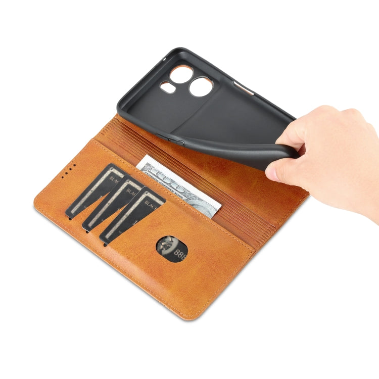 For OPPO K10 5G China AZNS Magnetic Calf Texture Flip Leather Phone Case