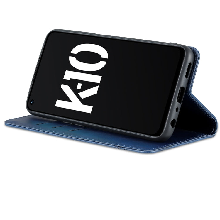 For OPPO K10 5G China AZNS Magnetic Calf Texture Flip Leather Phone Case