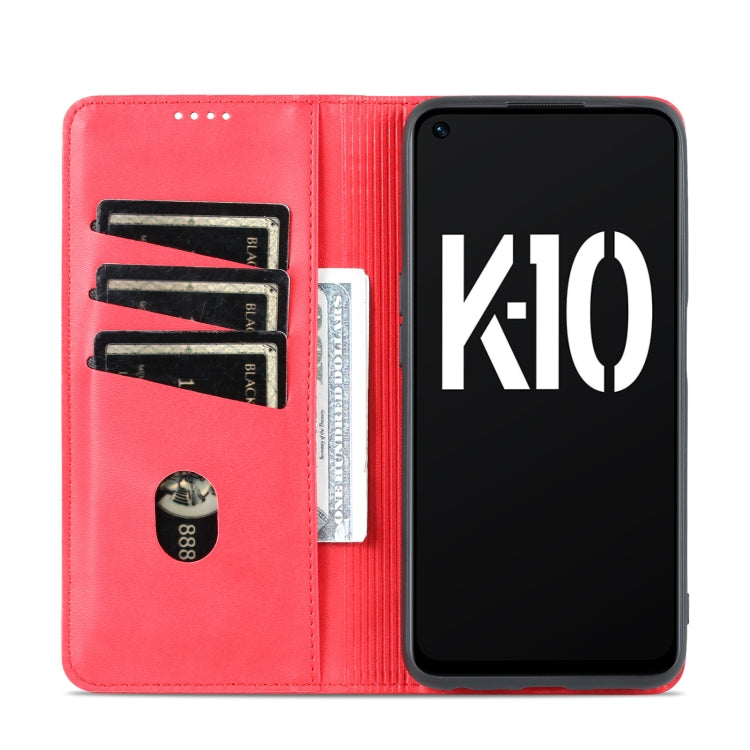 For OPPO K10 5G China AZNS Magnetic Calf Texture Flip Leather Phone Case