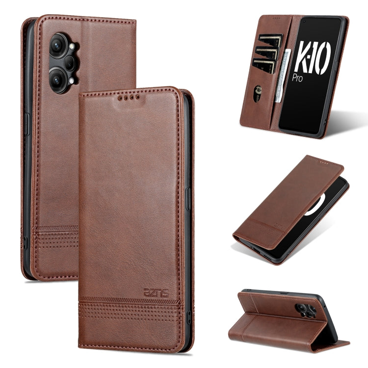 For OPPO K10 Pro AZNS Magnetic Calf Texture Flip Leather Phone Case