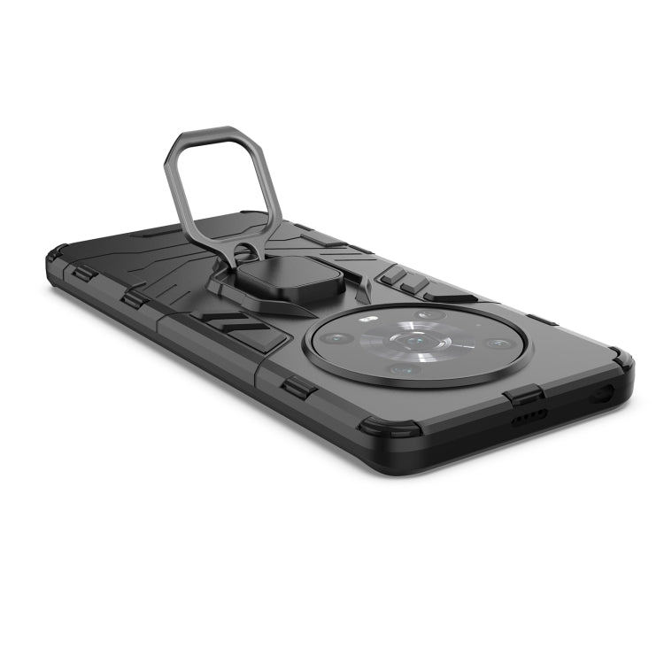 For Honor Magic4 Pro Shockproof PC + TPU Protective Phone Case with Magnetic Ring Holder