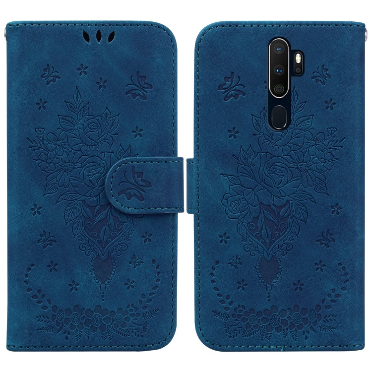 For OPPO A9 / A5 2020 / A11X Butterfly Rose Embossed Leather Phone Case