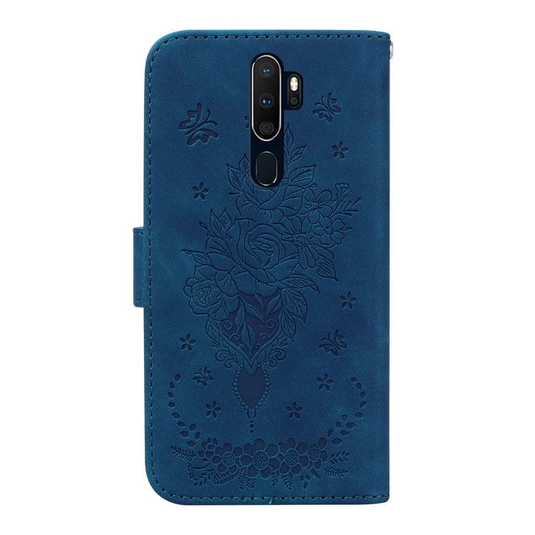 For OPPO A9 / A5 2020 / A11X Butterfly Rose Embossed Leather Phone Case