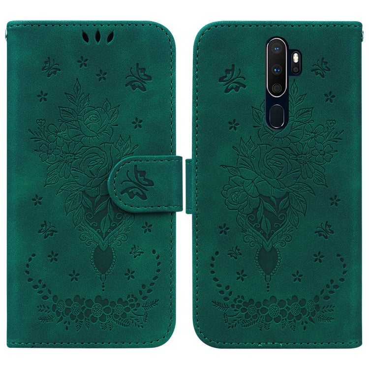 For OPPO A9 / A5 2020 / A11X Butterfly Rose Embossed Leather Phone Case