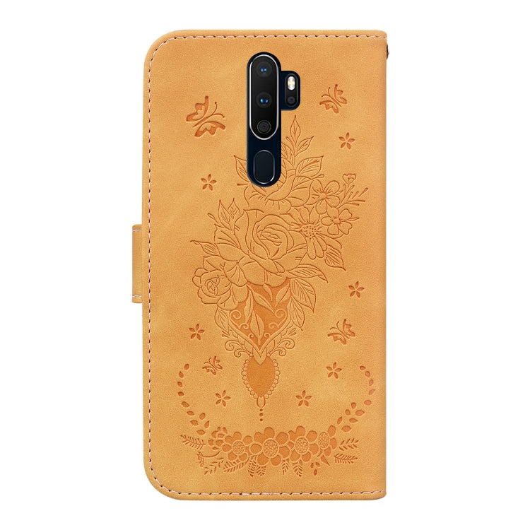 For OPPO A9 / A5 2020 / A11X Butterfly Rose Embossed Leather Phone Case