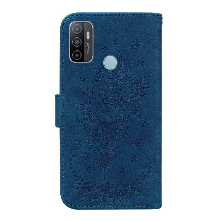 For OPPO A53 / A33 Butterfly Rose Embossed Leather Phone Case