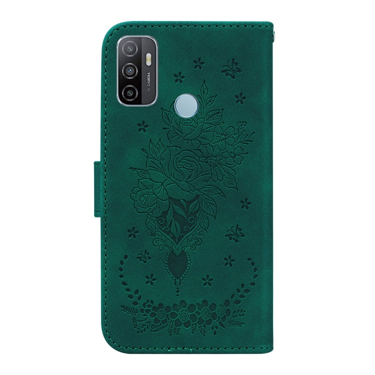 For OPPO A53 / A33 Butterfly Rose Embossed Leather Phone Case