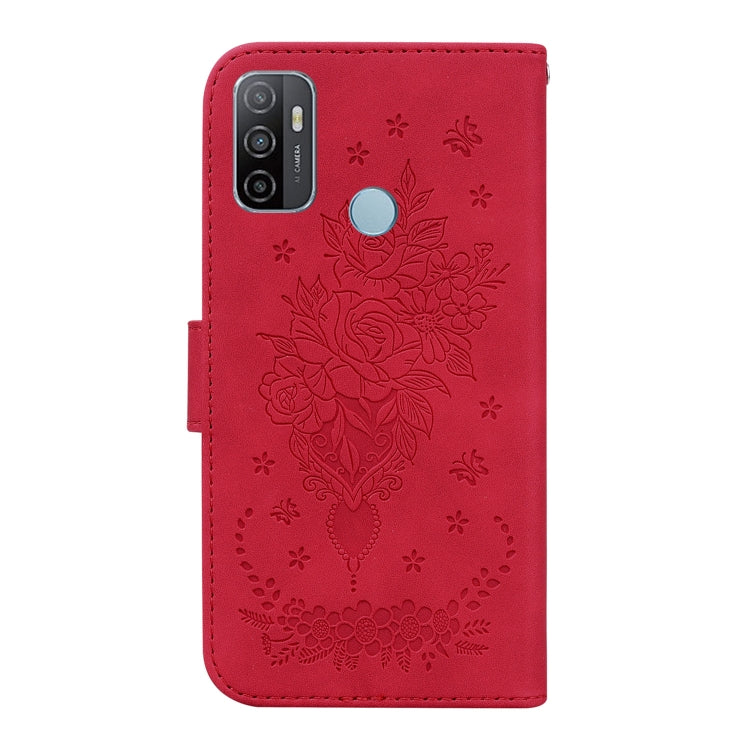 For OPPO A53 / A33 Butterfly Rose Embossed Leather Phone Case