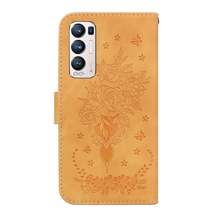 For OPPO Find X3 Neo / Reno5 Pro+ 5G Butterfly Rose Embossed Leather Phone Case