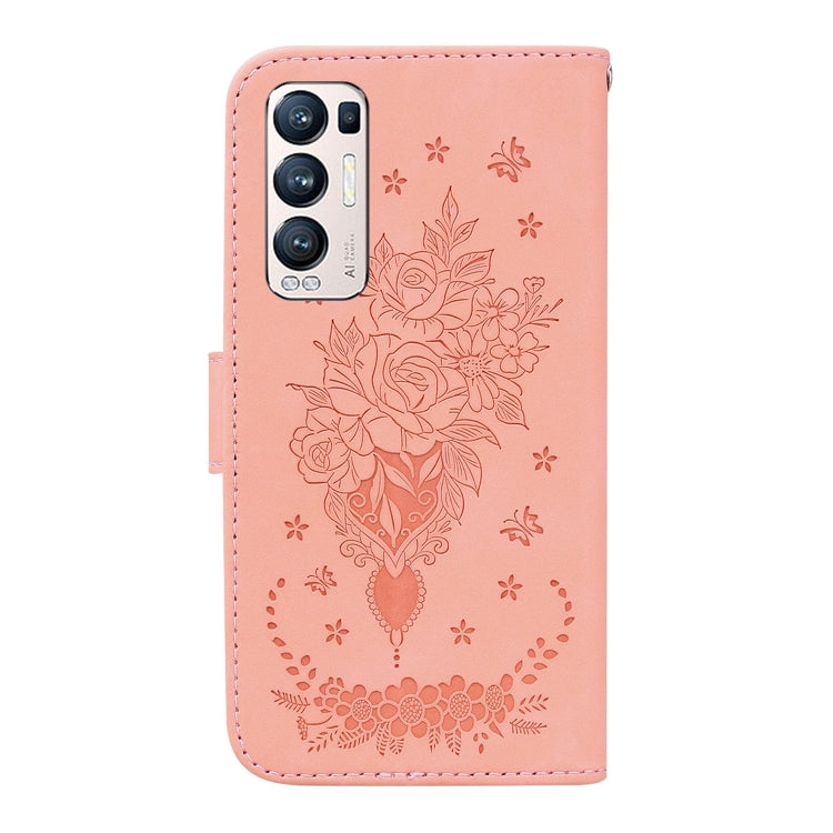 For OPPO Find X3 Neo / Reno5 Pro+ 5G Butterfly Rose Embossed Leather Phone Case