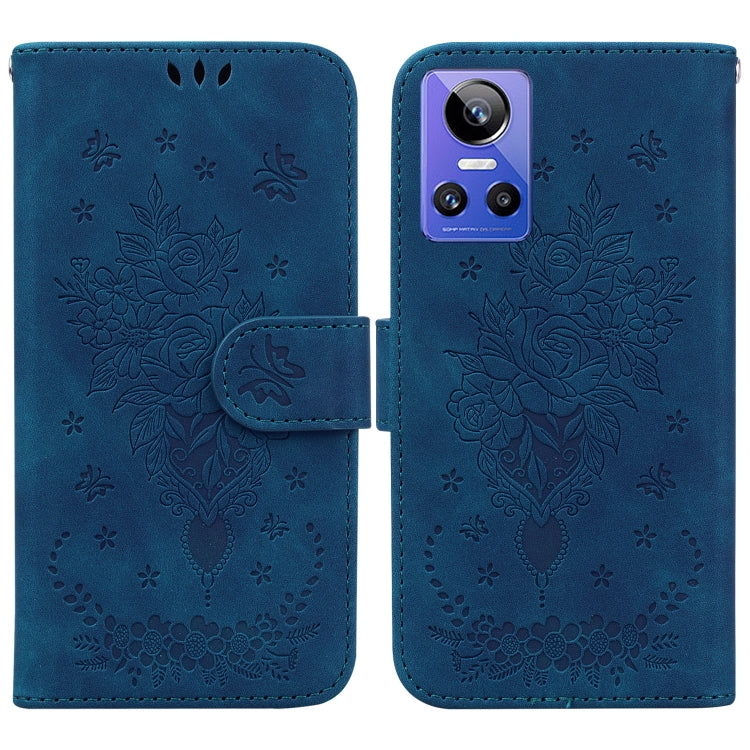 For OPPO Realme GT Neo3 Butterfly Rose Embossed Leather Phone Case