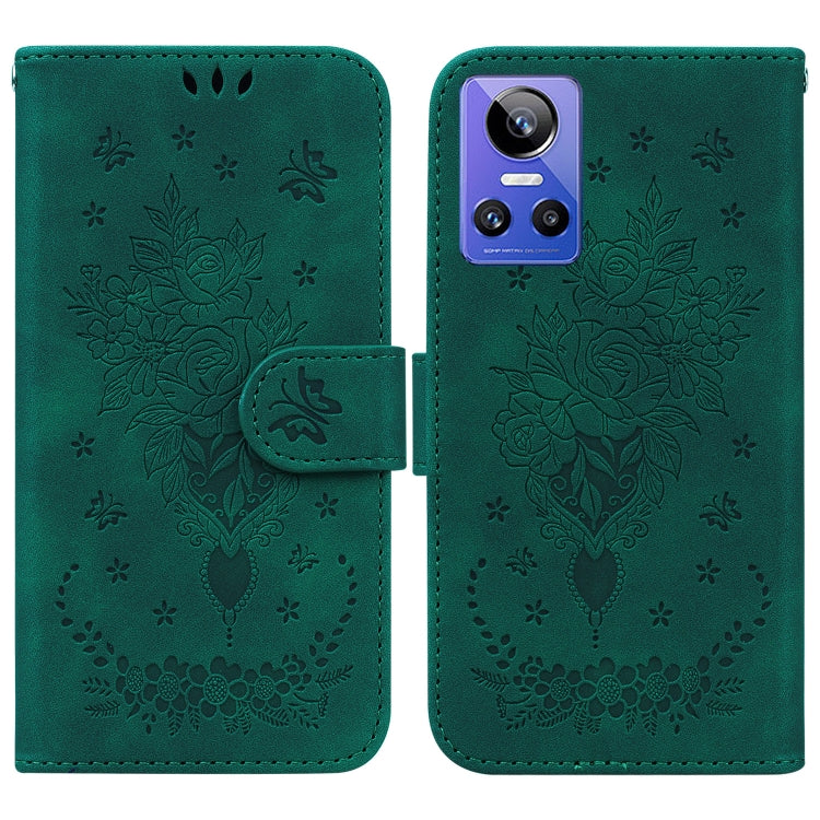 For OPPO Realme GT Neo3 Butterfly Rose Embossed Leather Phone Case